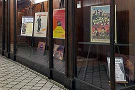 Event posters displayed at the Jayhawk Theatre.