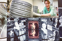 Projected image of Katherine Pratt and her restoration work on films