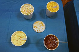 Lunch "sides" on Saturday from Hog Wild BBQ, served at Dept. of Music Practice Hall, Washburn University