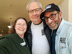 Jane Bartholomew took this selfie with Jim Reid, founder of the Kansas Silent Film Festival and Karl Mischler, in Kansas from New York City AGAIN to help the event in many ways.
